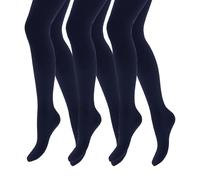 Heat Holders 3 Pair Multipack Girls Fleece Lined Opaque Thermal Tights for Winter - 7-8 Years - Navy