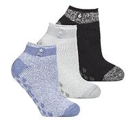 HEAT HOLDERS 3 Pair Multipack Ladies Ankle Slipper Socks Womens Fleece Low Cut Fluffy Socks with Grippers (4-8, Pisa Assorted 1)