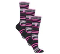 HEAT HOLDERS 3 Pair Multipack Ultra Lite Ladies Ski Socks Womens Funky Patterned Striped Knee High Socks (4-8, Black Stripe)