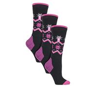 HEAT HOLDERS 3 Pair Multipack Ultra Lite Ladies Ski Socks Womens Funky Patterned Striped Knee High Socks (4-8, Black Fairisle)