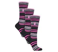 HEAT HOLDERS 3 Pair Multipack Ultra Lite Ladies Ski Socks Womens Funky Patterned Striped Knee High Socks (4-8, Black Stripe)