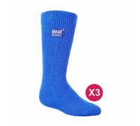 HEAT HOLDERS Kids Thermal Socks for Winter | 3 Pair Mutlipack Boys & Girls Warm Socks with Fluffy Fleece Inner (9-1, Royal Blue)
