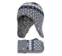 HEAT HOLDERS - Boys Outdoor Fleece Lined Hat with Ear Flaps & Mittens Gloves