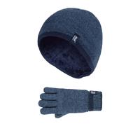 Heat Holders Boy's Turn Over Hat Gloves Set in Navy | Size: 7-10 Years Heat Holders Navy 7-10 Years