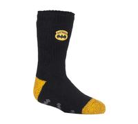 Heat Holders Childrens Batman Non Slip 2.3 Tog Thermal Slipper Socks with Grips - 12-3 UK - Black