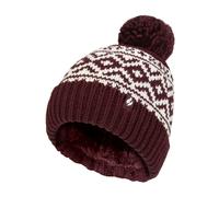Heat Holders Cozy Patterned Bobble Hat for Women | Cable Knit Beanie with Fleece Lining - One Size - Wine