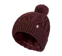 Heat Holders Cozy Pom Pom Bobble Hat for Women | Cable Knit Beanie with Fleece Lining - One Size - Wine