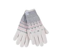 HEAT HOLDERS - Ladies Cute Striped Fairisle Warm Knitted Fleece Lined Winter Thermal Gloves (M/L, Cream (Trondheim))