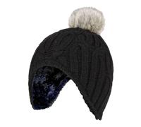 Heat Holders Girls Cable Knitted Beanie Hat with Pom Pom Bobble for Winter - 3-6 Years - Black