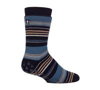 IOMI SOCKSHOP Heat Holders Socks - Raynaud's 3.1 TOG Warm Cosy Thermal Striped Anti Slip Socks for Ladies Size 4-8 Suitable for Diabetics in 1 Pair Stripe Navy