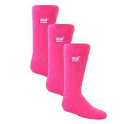 HEAT HOLDERS Kids Thermal Socks for Winter | 3 Pair Mutlipack| Boys & Girls Warm Socks with Fluffy Fleece Inner (2-5, Hot Pink), 8-11 Years