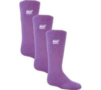 HEAT HOLDERS Kids Thermal Socks for Winter | 3 Pair Mutlipack Boys & Girls Warm Socks with Fluffy Fleece Inner (9-1, Purple)