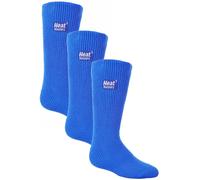 HEAT HOLDERS Kids Thermal Socks for Winter | 3 Pair Mutlipack Boys & Girls Warm Socks with Fluffy Fleece Inner (9-1, Royal Blue)