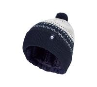 HEAT HOLDERS - Ladies/Womens Retro Knitted Beanie Bobble Hat with Small Faux Fur Pom Pom (One Size, Cream)