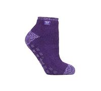HEAT HOLDERS - Ladies 2.3 tog thermal low cut non slip ankle slipper socks in 4 colours size 4-8 uk (4-8 UK, Purple)