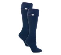 HEAT HOLDERS 2 Pairs Ladies Wellington Boot Socks Thick Long Knee High Thermal Wool Socks (4-8, Indigo)