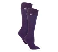 HEAT HOLDERS 2 Pairs Ladies Wellington Boot Socks Thick Long Knee High Thermal Wool Socks (4-8, Purple)