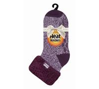 Heat Holders - Ladies Anti Slip Low Cut Thermal Fluffy Slipper Bed Socks Purple