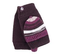 HEAT HOLDERS - Ladies Bronte Thermal Knitted Converter Versatile Mitten Gloves (One Size, Burgundy/Mulberry)