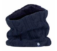 Heat Holders Ladies Cable Knit Winter Fleece Lined Thermal Neck Warmer - One Size - Navy