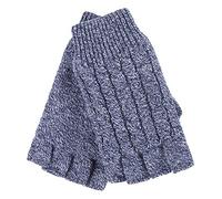 HEAT HOLDERS - Ladies Cable Knitted Winter Thermal Fingerless Gloves (One Size, Blue Marl)