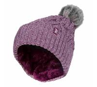 HEAT HOLDERS - Ladies Chunky Ribbed Cuffed Thermal Winter Pom Pom Bobble Beanie Hat with Fleece Lining (One Size, Rose (Solna))