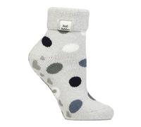 Heat Holders Cozy Turn-Over Cuff Lounge Socks | Warm Winter Socks for Women - Silver Dots - 4-8 UK