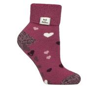HEAT HOLDERS Ladies Cosy Socks with Turn Over Cuff Warm Fluffy Lounge Socks for Winter (UK, Numeric, 4, 8, Regular, Regular, Hearts)