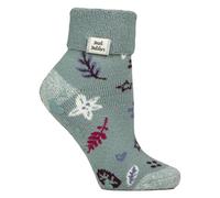 HEAT HOLDERS Ladies Cosy Socks with Turn Over Cuff Warm Fluffy Lounge Socks for Winter (UK, Numeric, 4, 8, Regular, Regular, Winter Bloom)