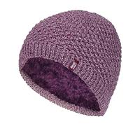 Heat Holders Ladies Crochet Knit Fleece Lined Warm Thermal Winter Beanie Hat - One Size - Rose