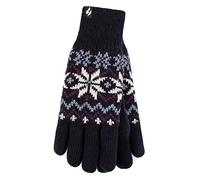 HEAT HOLDERS - Ladies Cute Striped Fairisle Warm Knitted Fleece Lined Winter Thermal Gloves