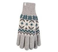 HEAT HOLDERS - Ladies Cute Striped Fairisle Warm Knitted Fleece Lined Winter Thermal Gloves