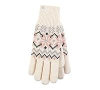 HEAT HOLDERS - Ladies Cute Striped Fairisle Warm Knitted Fleece Lined Winter Thermal Gloves