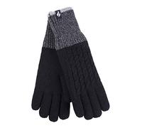 HEAT HOLDERS - Ladies Cute Striped Fairisle Warm Knitted Fleece Lined Winter Thermal Gloves (M/L, Black (Kisdon))