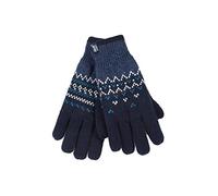 HEAT HOLDERS - Ladies Cute Striped Fairisle Warm Knitted Fleece Lined Winter Thermal Gloves (M/L, Navy (Trondheim))