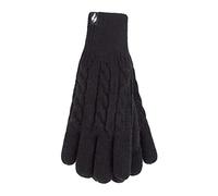 HEAT HOLDERS - Ladies Cute Striped Fairisle Warm Knitted Fleece Lined Winter Thermal Gloves (S/M, Black (Kisdon))