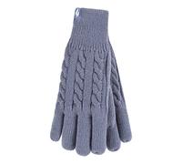 HEAT HOLDERS - Ladies Cute Striped Fairisle Warm Knitted Fleece Lined Winter Thermal Gloves (S-M, Dusky Blue)