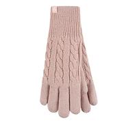 HEAT HOLDERS - Ladies Cute Striped Fairisle Warm Knitted Fleece Lined Winter Thermal Gloves (S-M, Dusky Pink)