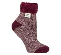 Heat Holders Ladies Extra Fluffy Thermal Bed Socks for Lounging Around - 4-8 UK - Cabernet (Feather Top)