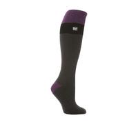 Heat Holders Ladies Extra Long 2.3 TOG Winter Knee High Thermal Ski Socks - 4-8 UK - Charcoal / Purple