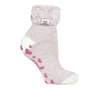 HEAT HOLDERS - Ladies Extra Soft Fluffy Non Slip Thermal Low Cut Ankle Slipper Lounge Bed Socks with Grips