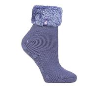 HEAT HOLDERS - Ladies Extra Soft Fluffy Non Slip Thermal Low Cut Ankle Slipper Lounge Bed Socks with Grips