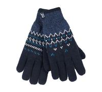 Heat Holders Ladies Fairisle Fleece Lined Knitted Warm Winter Thermal Gloves - M/L - Navy