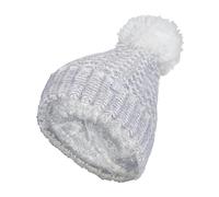 Heat Holders Ladies Fleece Lined Cuffed Thermal Winter Bobble Hat with Pom Pom - One Size - Grey