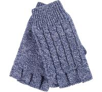 HEAT HOLDERS - Ladies Cable Knitted Winter Thermal Fingerless Gloves (One Size, Blue Marl)