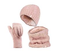 Heat Holders Ladies Fleece Lined Thermal Winter Hat, Neck Warmer & Converter Gloves Set - One Size - Dusky Pink
