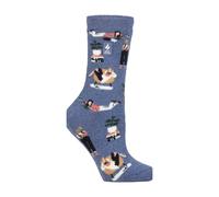 HEAT HOLDERS SOCKSHOP Ladies 1.6 TOG Lite Hobby Patterned Warm Cosy Soft Thermal Socks Pack of 1 Book Worm Denim 4-8