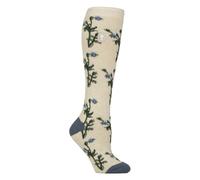 HEAT HOLDERS Long Wellington Boots Socks For Women Lite | Cute Floral Patterned Thermal Welly Socks (4-8, Foliage/Oat)