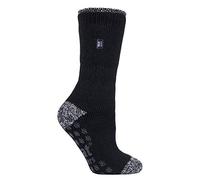 HEAT HOLDERS Ladies Lounge Feather Turn Over Cuff Socks with Grips 1 Pair | Cosy, Warm Slipper Socks, Soft, Non-Slip Gripper, Gift Idea