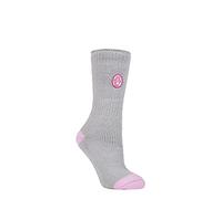HEAT HOLDERS Ladies Lounge Feather Turn Over Cuff Socks with Grips 1 Pair | Cosy, Warm Slipper Socks, Soft, Non-Slip Gripper, Gift Idea